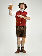 Image showing Portrait of Oktoberfest man, wearing a traditional Bavarian clothes