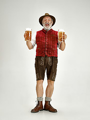 Image showing Portrait of Oktoberfest man, wearing a traditional Bavarian clothes