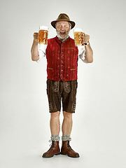 Image showing Portrait of Oktoberfest man, wearing a traditional Bavarian clothes