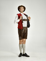 Image showing Portrait of Oktoberfest man, wearing a traditional Bavarian clothes