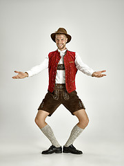 Image showing Portrait of Oktoberfest man, wearing a traditional Bavarian clothes