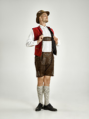 Image showing Portrait of Oktoberfest man, wearing a traditional Bavarian clothes