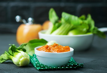 Image showing pak choi with sauce