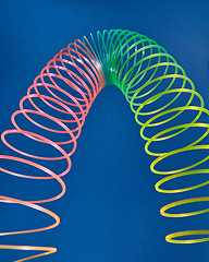 Image showing Stretching slinky toy in the shape of parabola.