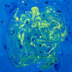 Image showing Creative art paint background in a blue yellow colours.