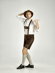 Image showing Portrait of Oktoberfest man, wearing a traditional Bavarian clothes