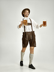 Image showing Portrait of Oktoberfest man, wearing a traditional Bavarian clothes