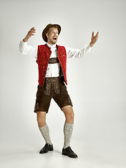 Image showing Portrait of Oktoberfest man, wearing a traditional Bavarian clothes