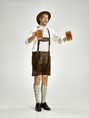 Image showing Portrait of Oktoberfest man, wearing a traditional Bavarian clothes