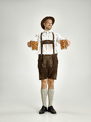 Image showing Portrait of Oktoberfest man, wearing a traditional Bavarian clothes