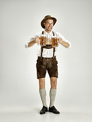 Image showing Portrait of Oktoberfest man, wearing a traditional Bavarian clothes