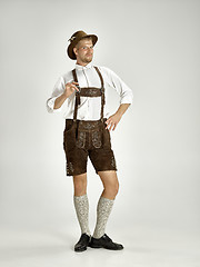 Image showing Portrait of Oktoberfest man, wearing a traditional Bavarian clothes