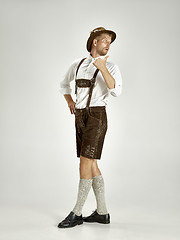 Image showing Portrait of Oktoberfest man, wearing a traditional Bavarian clothes