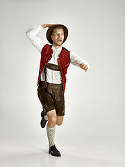 Image showing Portrait of Oktoberfest man, wearing a traditional Bavarian clothes