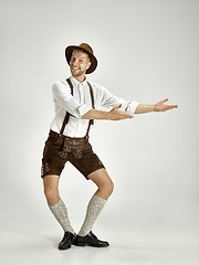 Image showing Portrait of Oktoberfest man, wearing a traditional Bavarian clothes