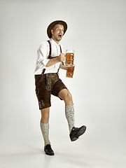 Image showing Portrait of Oktoberfest man, wearing a traditional Bavarian clothes