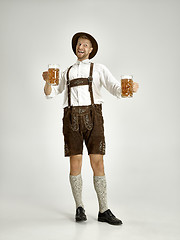 Image showing Portrait of Oktoberfest man, wearing a traditional Bavarian clothes