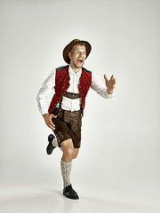 Image showing Portrait of Oktoberfest man, wearing a traditional Bavarian clothes