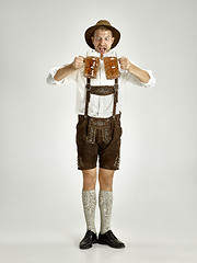 Image showing Portrait of Oktoberfest man, wearing a traditional Bavarian clothes