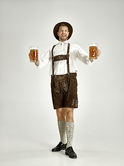 Image showing Portrait of Oktoberfest man, wearing a traditional Bavarian clothes