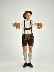 Image showing Portrait of Oktoberfest man, wearing a traditional Bavarian clothes