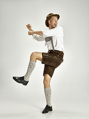 Image showing Portrait of Oktoberfest man, wearing a traditional Bavarian clothes