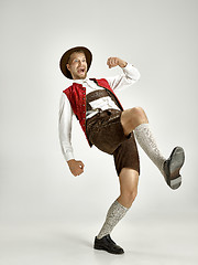 Image showing Portrait of Oktoberfest man, wearing a traditional Bavarian clothes