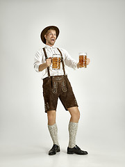 Image showing Portrait of Oktoberfest man, wearing a traditional Bavarian clothes