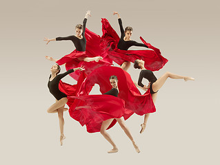 Image showing Modern ballet dancer dancing in full body on white studio background.