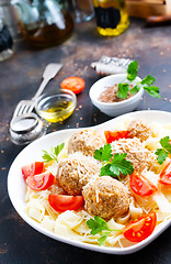 Image showing pasta with meatballs