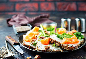 Image showing butterbreads with fish