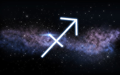 Image showing sagittarius zodiac sign over night sky and galaxy