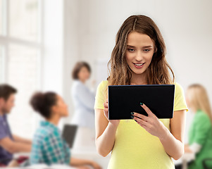 Image showing student girl using tablet computer at school