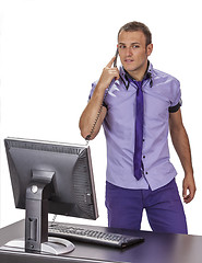 Image showing Young Businessman on the Phone