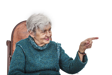 Image showing Old Woman Pointing her Finger to Something