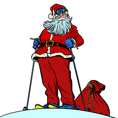 Image showing Skier Santa Claus character merry Christmas and happy new year