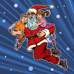 Image showing Santa Claus with children. Christmas and New year