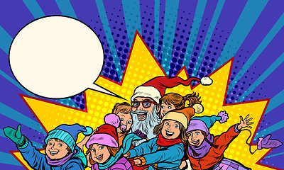 Image showing Santa Claus with children. Christmas and New year