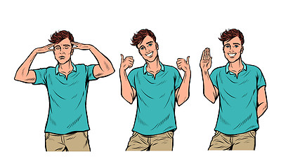 Image showing young man gestures set