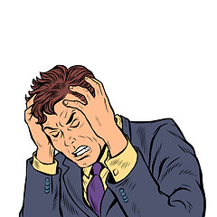 Image showing headache man. stress or illness