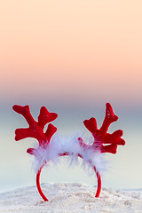 Image showing Christmas reindeer antlers on an Australian beach