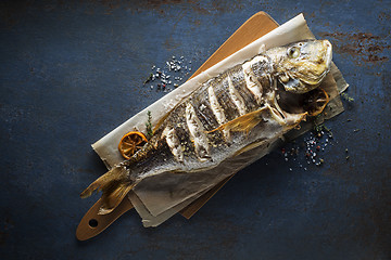 Image showing Grilled fish meal