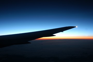 Image showing Sunset from the airplane