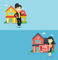 Image showing Two real estate banners with space for text.