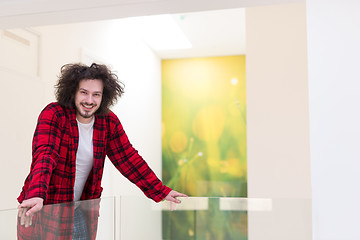 Image showing portrait of young man in bathrobe