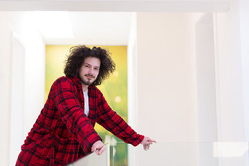 Image showing portrait of young man in bathrobe