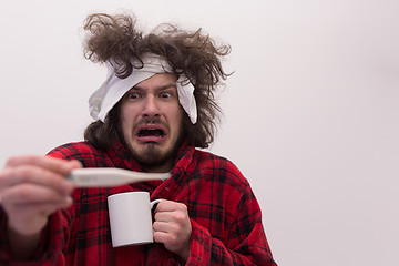 Image showing Man with flu and fever