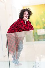 Image showing portrait of young man in bathrobe