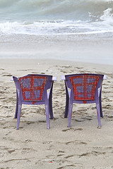 Image showing Two Chairs at Beach