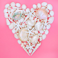 Image showing Seashell Starfish and Pearl Heart